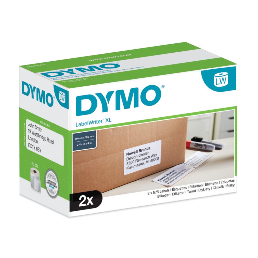 Dymo Original Label for LabelWriter, White Permanent, 2 x 575 Labels, for LW 4XL & 5XL, 102mm x 59mm

