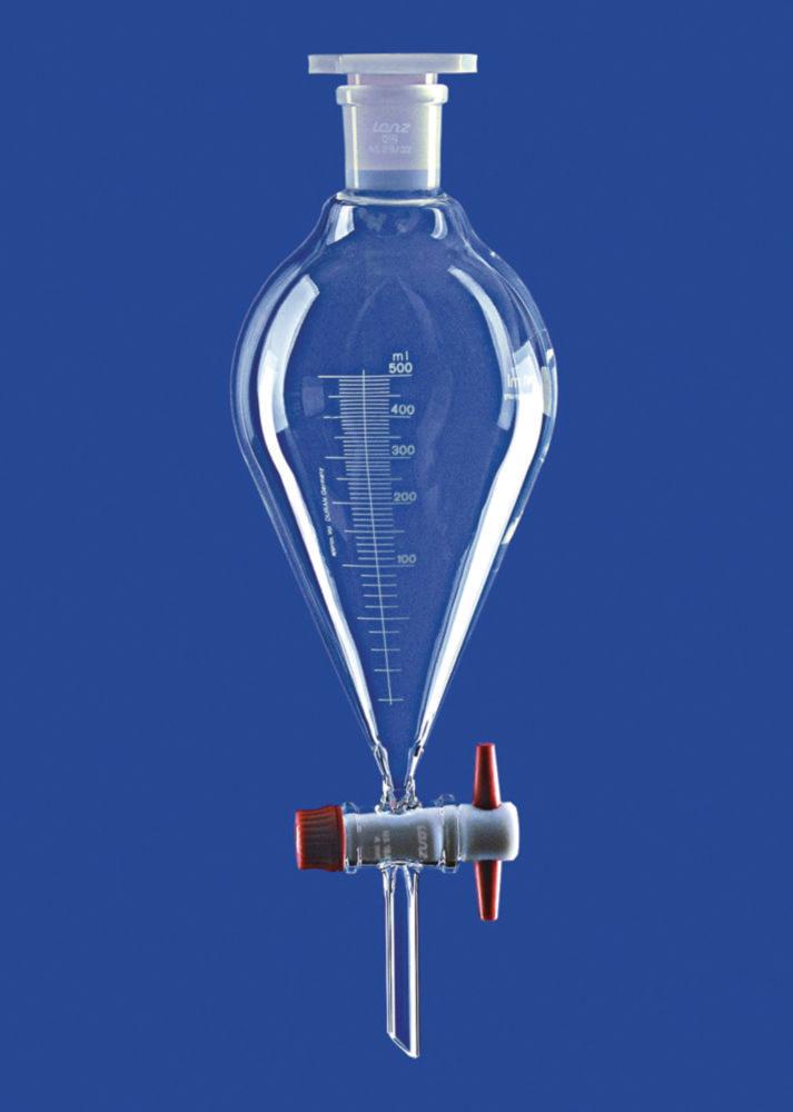 Lenz-Laborglas Conical Separating Funnel 100 mL NS 19/26 Borosilicate Glass 3.3 with PTFE Plug and PE Stopper