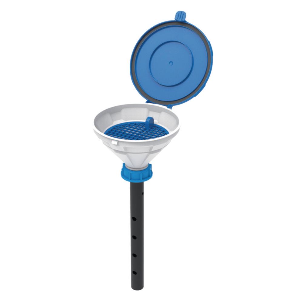 SCAT Funnel with lid "MARCO", V2.0, S50, PE-HD, with lance (220 mm) and removable sieve
