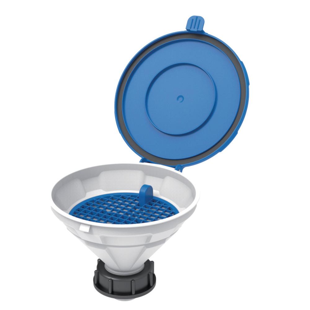 SCAT Funnel with Lid "MARCO", V2.0, S55, PE-HD, with Removable Sieve, Ø 140 mm