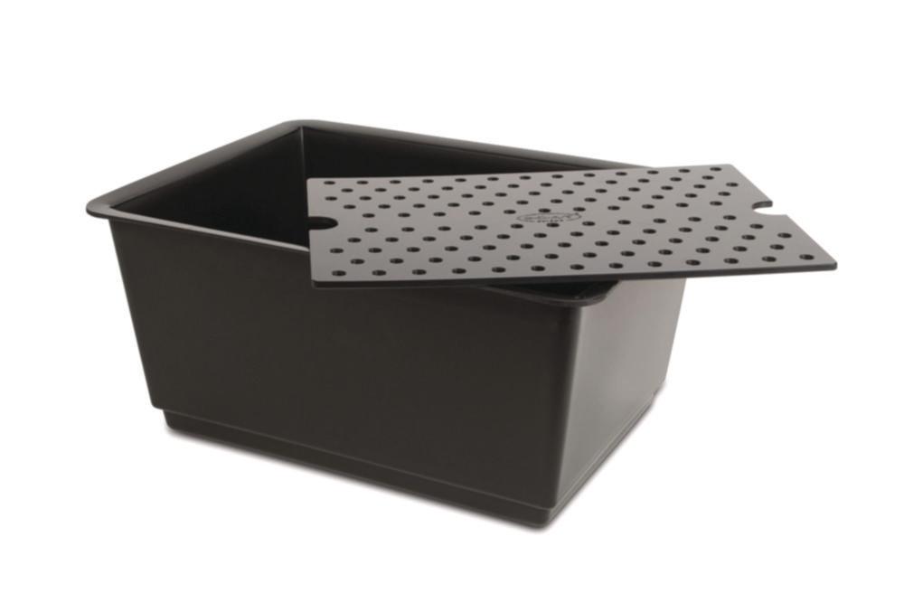 SCAT Catching Bowl PE-HD, Electrically Conductive with Sieve Socket Inlay, 440x320x230mm

