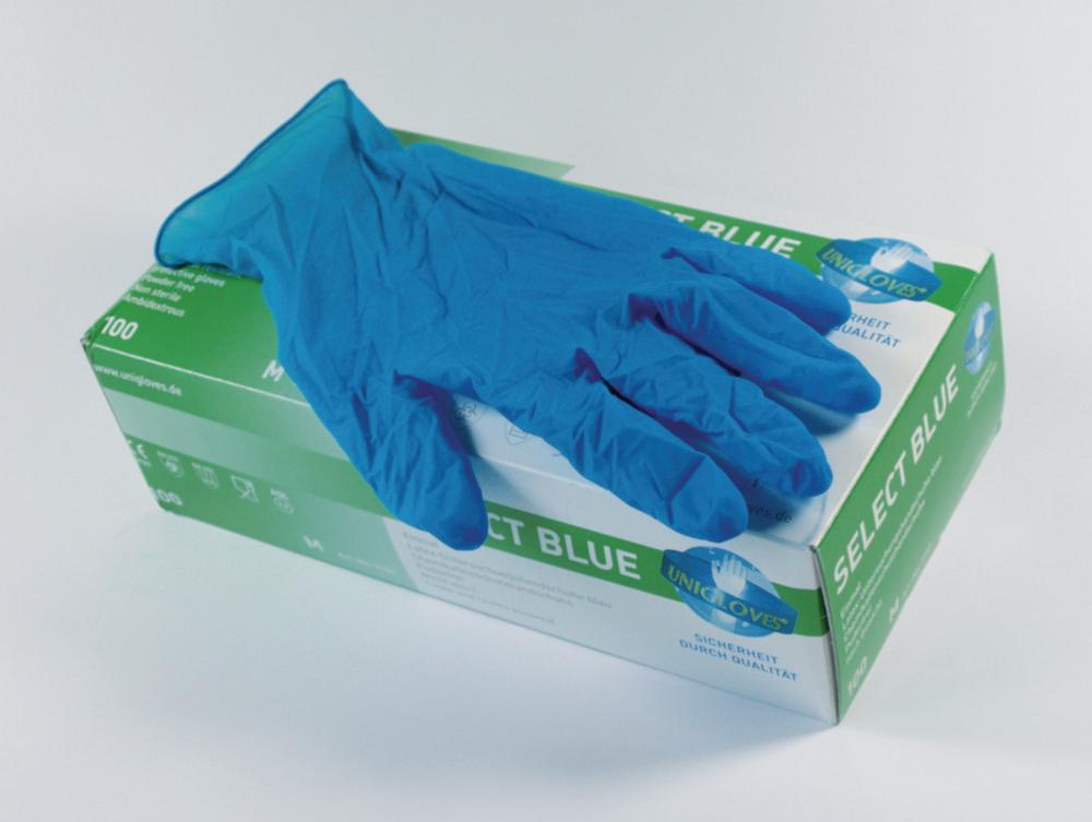 Unigloves SELECT BLUE Latex Gloves, Size M (7-8), Non-Sterile, Powder-Free, Pack of 100​