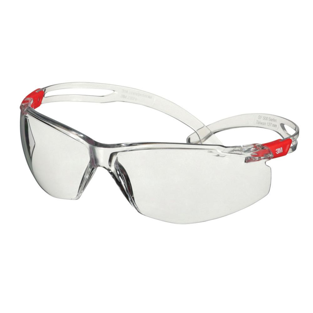 3M™ Protective Goggles SecureFit™ 500 Scotchgard™ Anti-Scratch/Anti-Fog Coating Transparent Lens Transparent/Red Frame