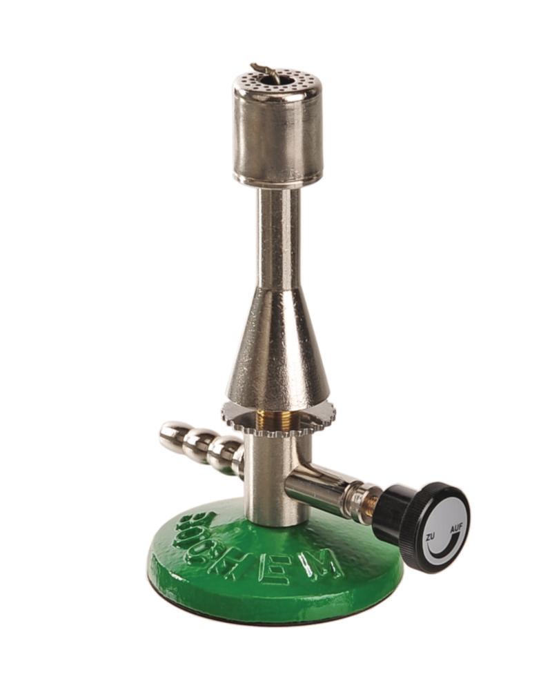 BOCHEM Teclu Burner, Natural Gas with Needle Valve DIN 30665, Air Regulation, Pilot Flame, Max. 1300°C, 1.53 kW