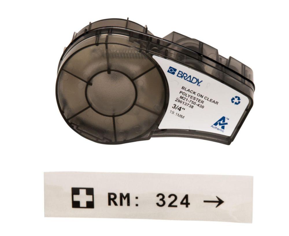 Brady BMP21 Cartridge B430 Black on Clear 6.4m x 19.05mm Pack of 1 Roll