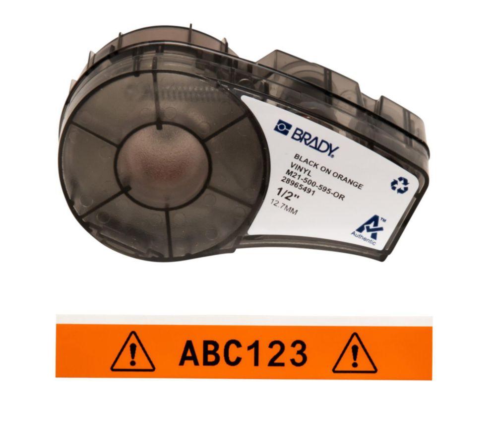 Brady Labels M21-500-595-OR 12.7 x 6.4 m, Orange on Black, Self-Adhesive, Box of 6.4 m

