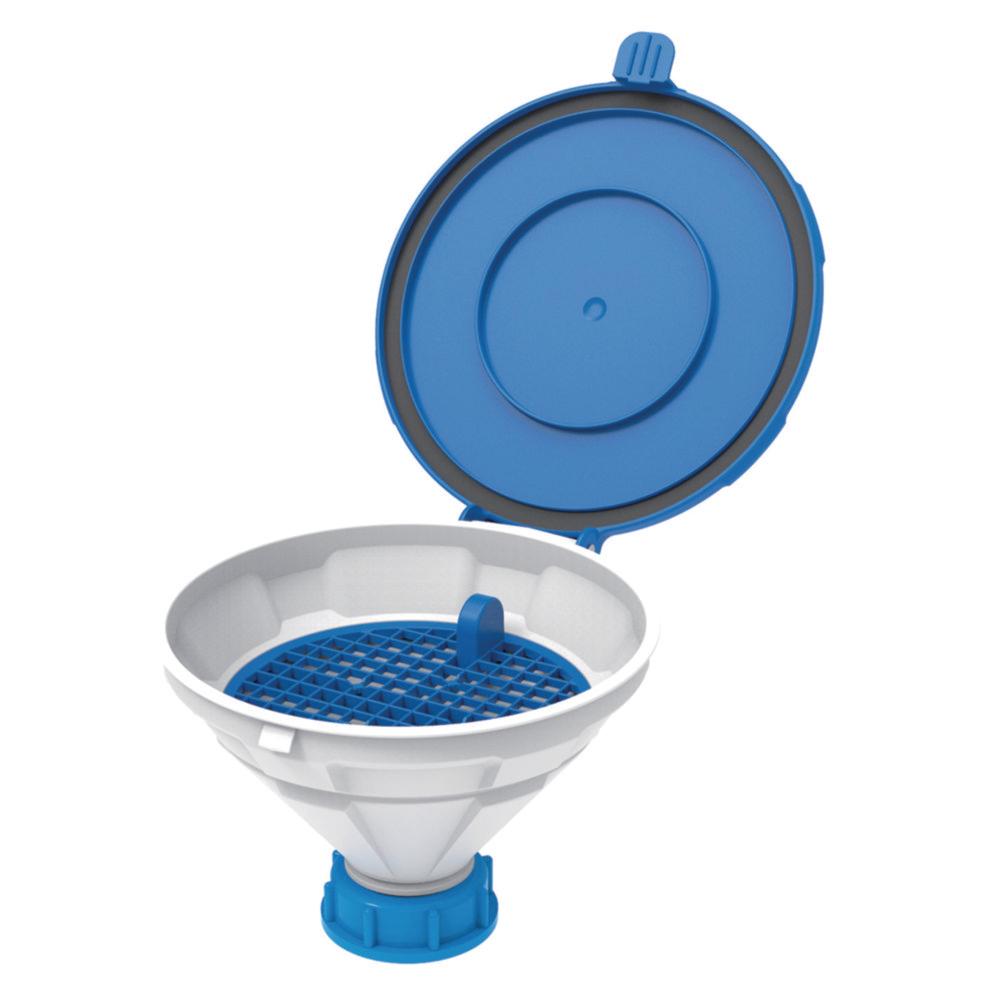 SCAT Funnel with lid "MARCO", V2.0, S50, PE-HD, with removable sieve, Ø 140 mm
