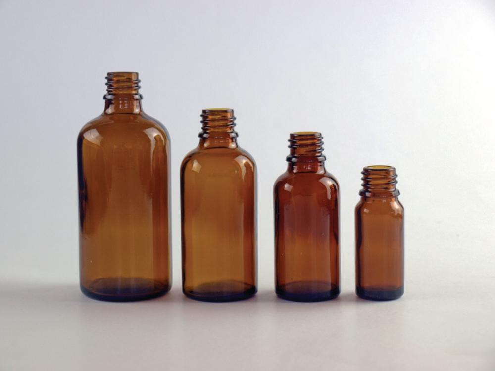 Glaswarenfabrik Karl Hecht Amber Glass Dropping Bottle, 20 ml, Thread DIN 18 (Cap Not Included)