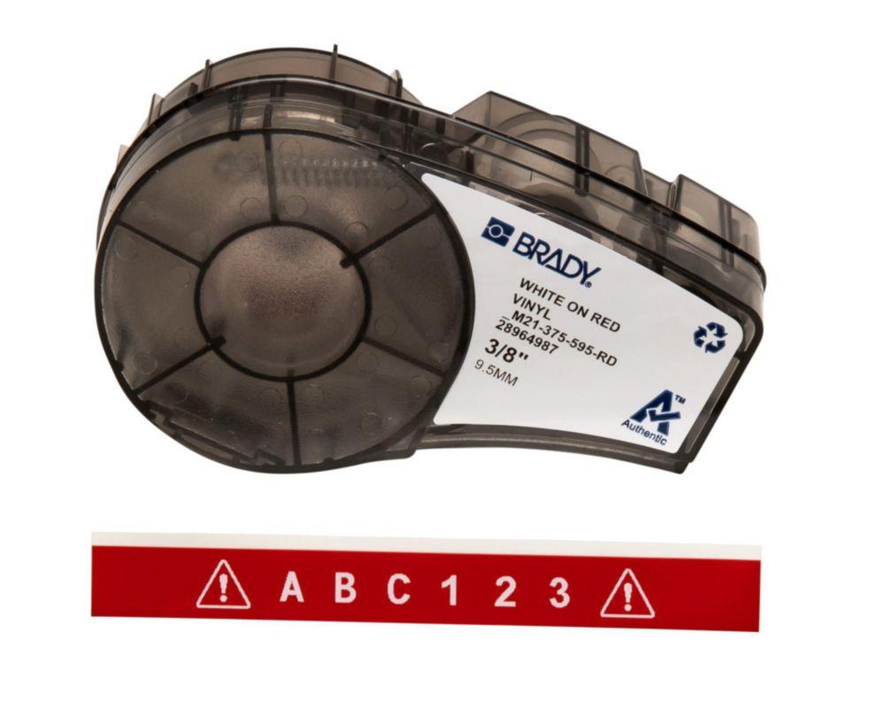 Brady Labels M21-375-595-RD 9.53mm x 6.4m, White on Red, Self-Adhesive, Roll of 4.6m

