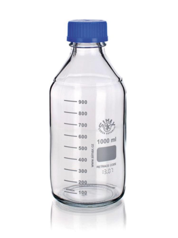 Bohemia Laboratory Bottles, Borosilicate Glass 3.3, Graduated, PP Screw Cap, 1000 ml, Pack of 10