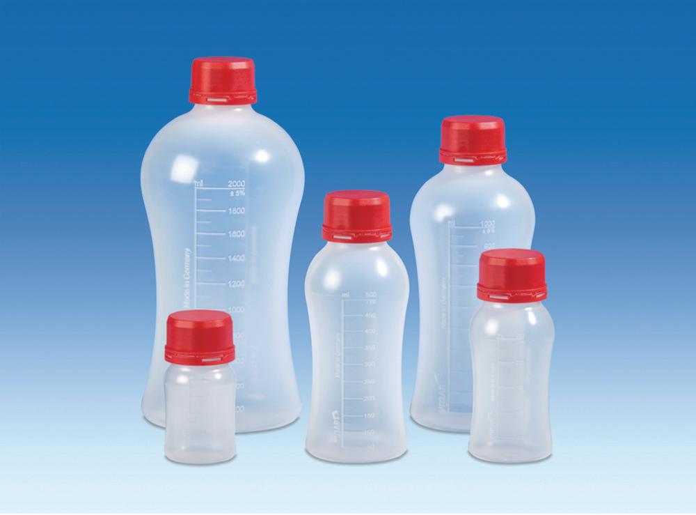 VITLAB VitGrip Laboratory Bottles 500 ml PP with Originality Closure GL45, Pack of 6

