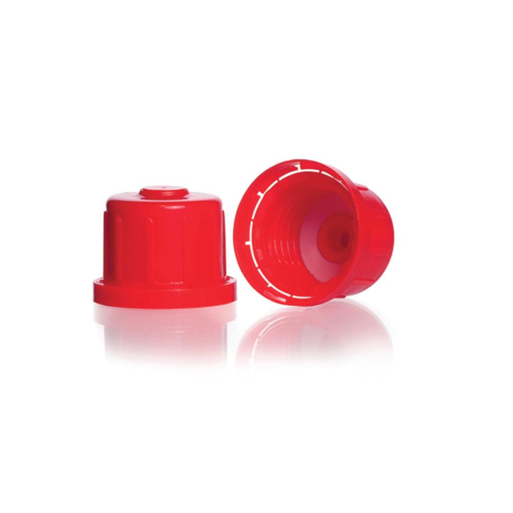 DWK Screw Caps, PP, Red, with Valve, GL 32 H