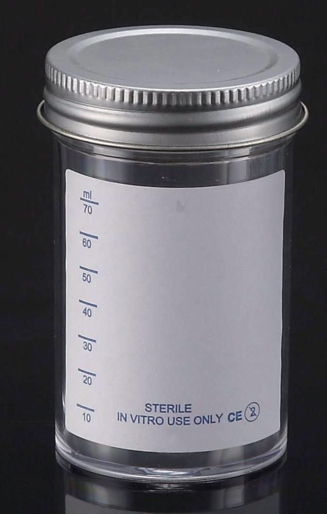 LLG-Sample Container 100ml, PS with Metal Flowed Seal Inert Liner Cap, Sterile, Pack of 200

