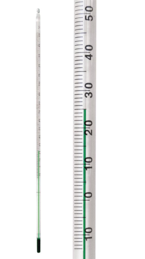 LLG Thermometer -10 to +250°C, Solid Stem 300x5.5-6.5mm, 76mm Submergence, Environmental-Friendly Liquid