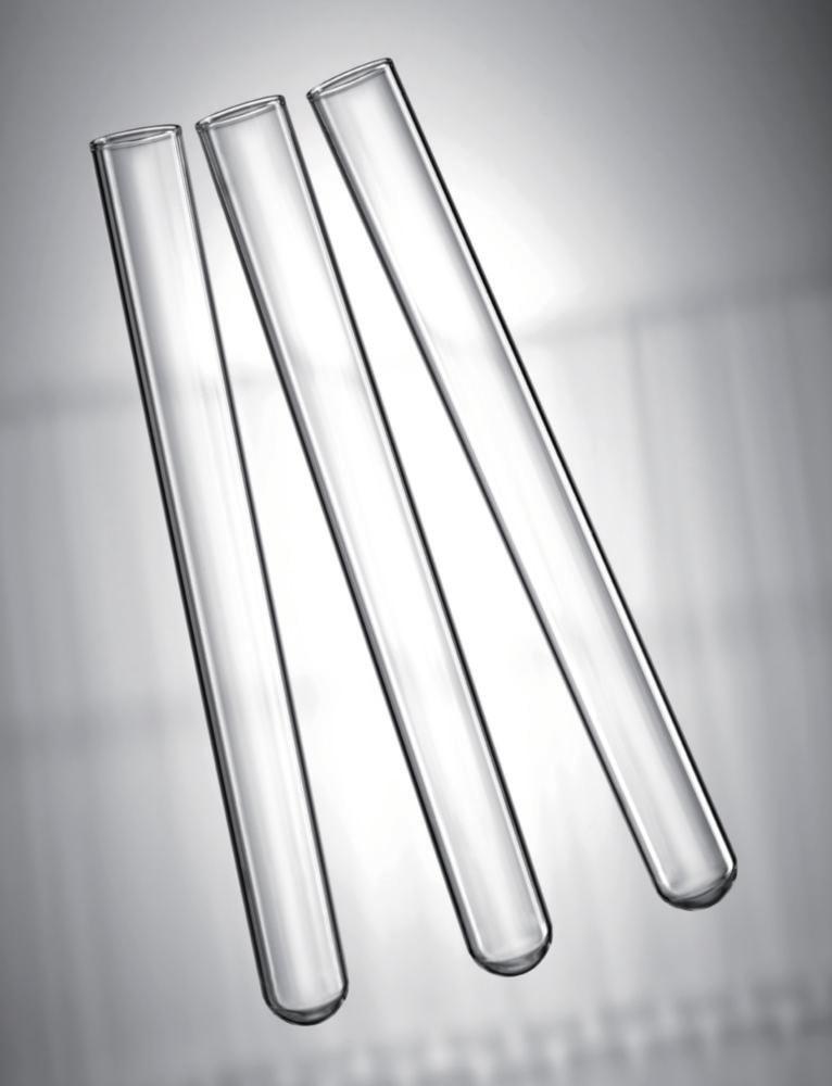 Scherf Test Tubes 200x25,00x0.6-0.7mm Boro 5.1 glass, with rim, round bottom pack of 50