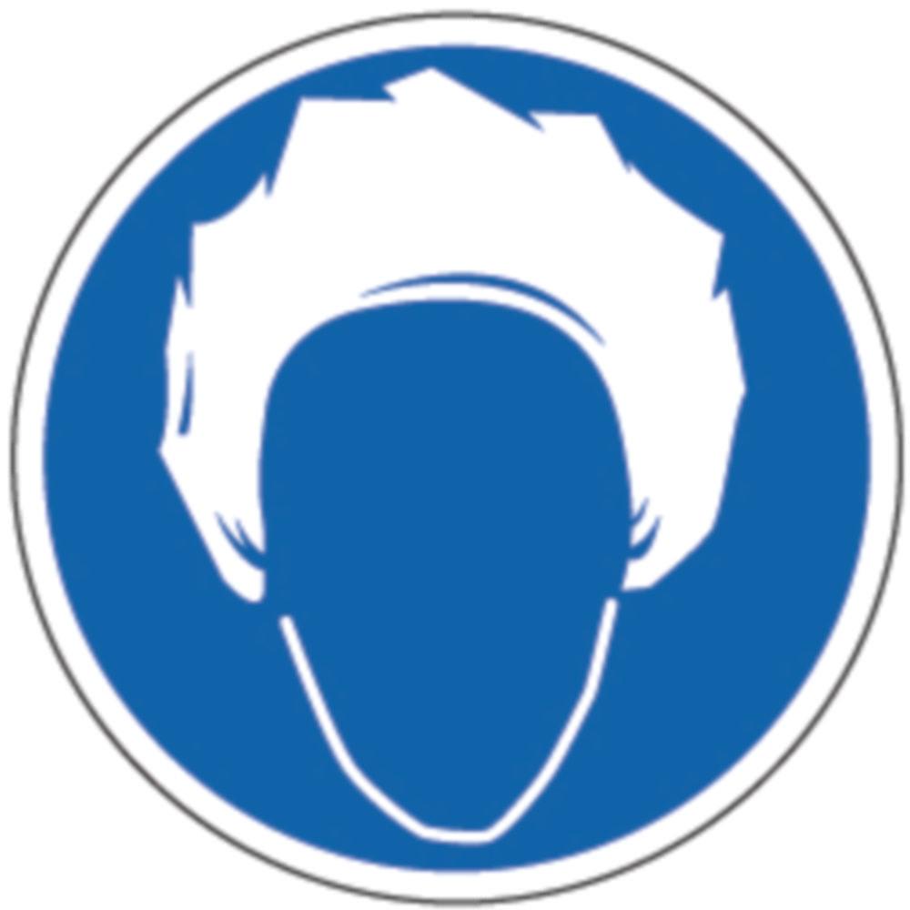Kroschke Mandatory sign "use hair protection" PVC foil self-adhesive Ø 100mm

