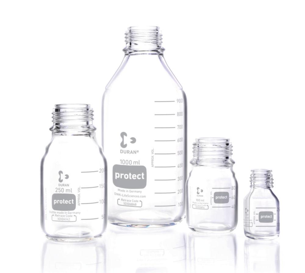 DWK Laboratory Bottle 150ml, Plastic Coated without Cap and Pouring Ring