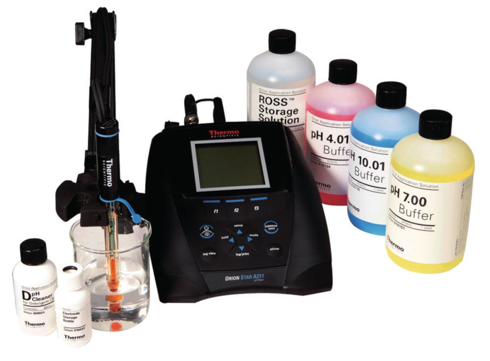 Thermo Scientific Orion Star A211 pH Benchtop Meter Kit with Electrode Stand, 8302BNUMD, ROSS Glass Refillable pH/ATC Triode, 810199, ROSS pH Buffer Kit