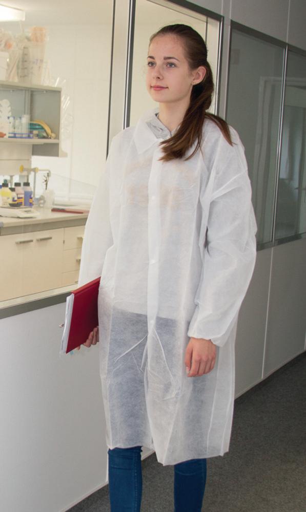 LLG-Disposable Visitor Gown PP, Nonwoven, White, Universal Size, Pack of 10

