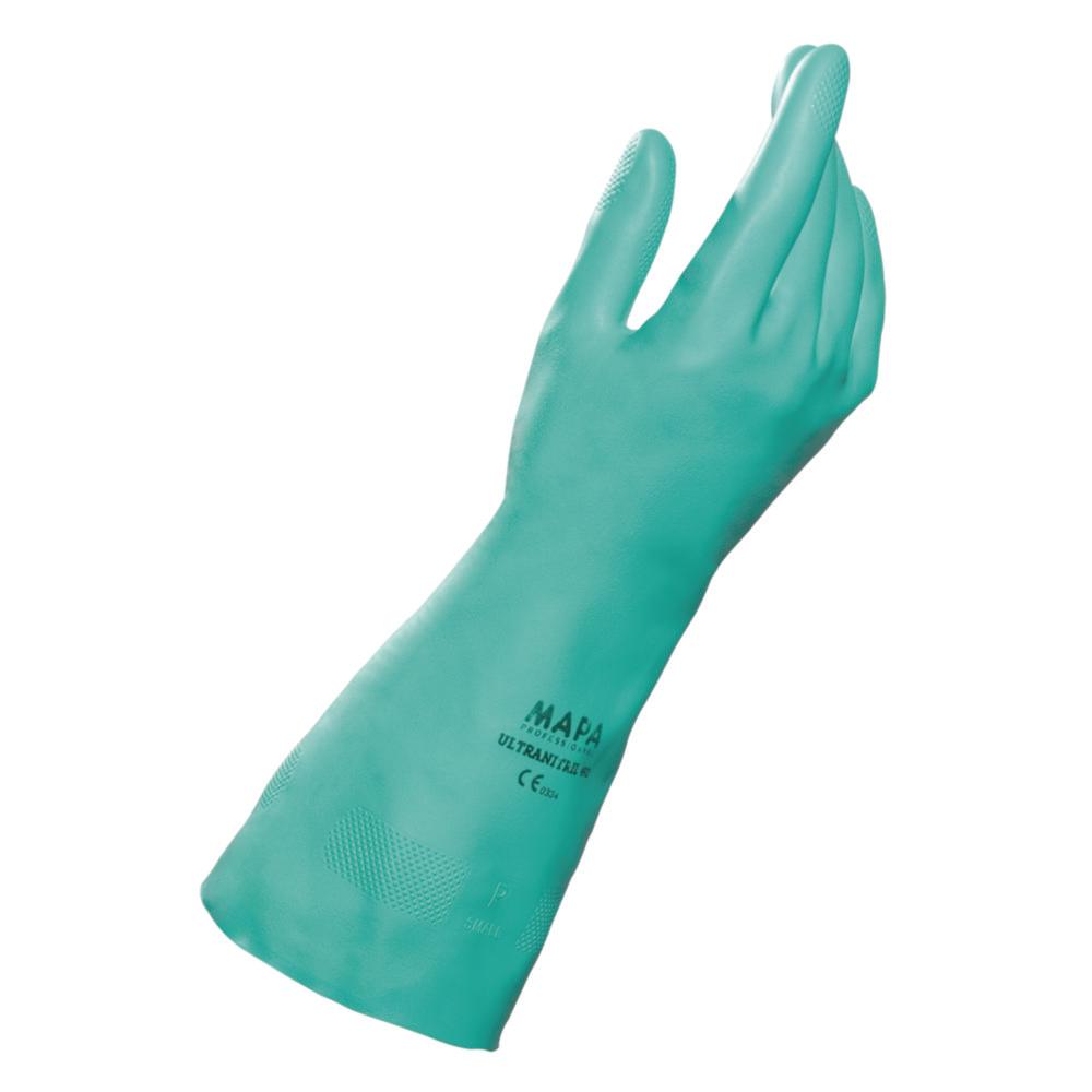 MAPA Chemical Protection Gloves Ultranitril Unit 492 Nitrile, Length 32 cm, Size 8-8.5, Pack of 10 Pairs