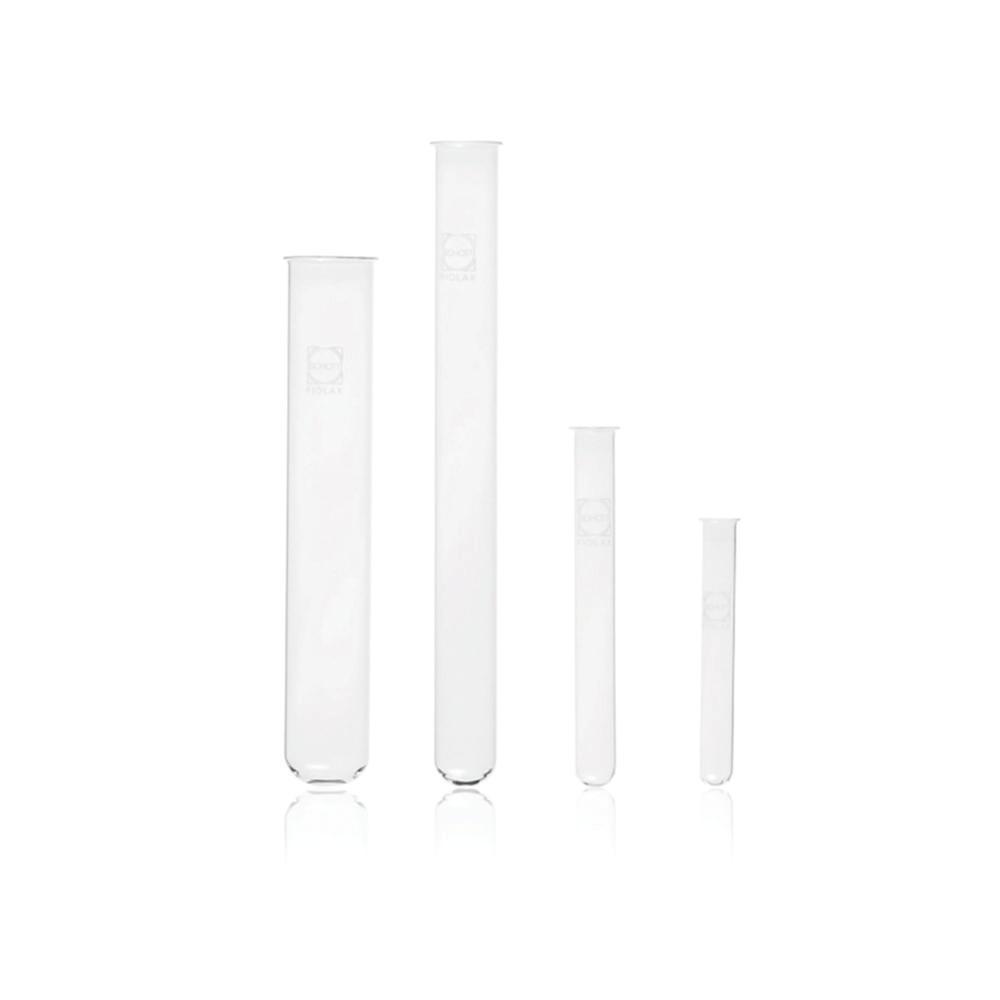 DWK Test Tubes FIOLAX 10x75mm, Pack of 100, with Rim