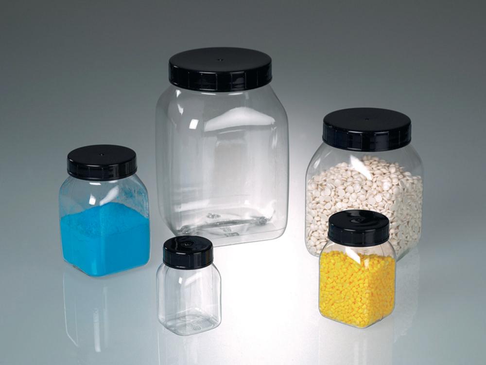 Bürkle Wide Neck Can 50 ml, Square PETG Clear, with Closure