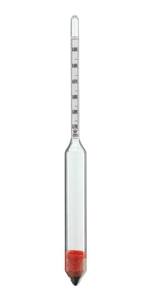 Ludwig Schneider Precision Density Hydrometer S50-065 0.650-0.700:0.002 g/cm³, Length 190 mm, W/O Thermometer
