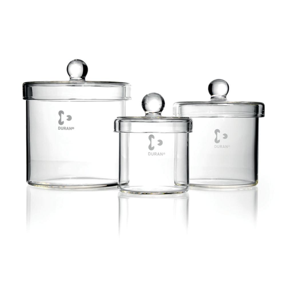 DWK DURAN Cylinder 80 x 80 mm – Glass Cylinder with Knob Lid for Laboratory Use