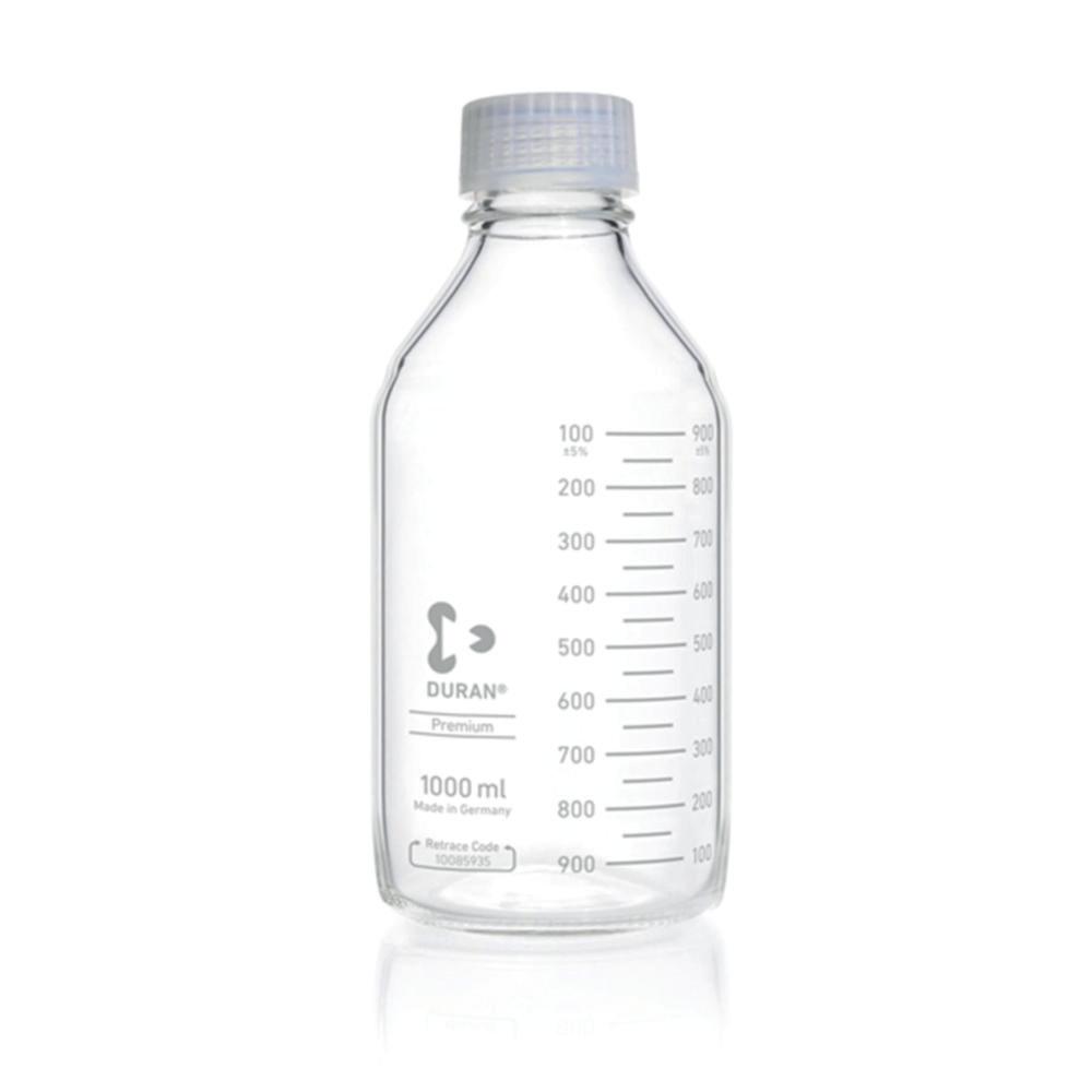 DWK DURAN 500 mL Premium Glass Laboratory Bottle with GL 45 Screw Cap and Pouring Ring