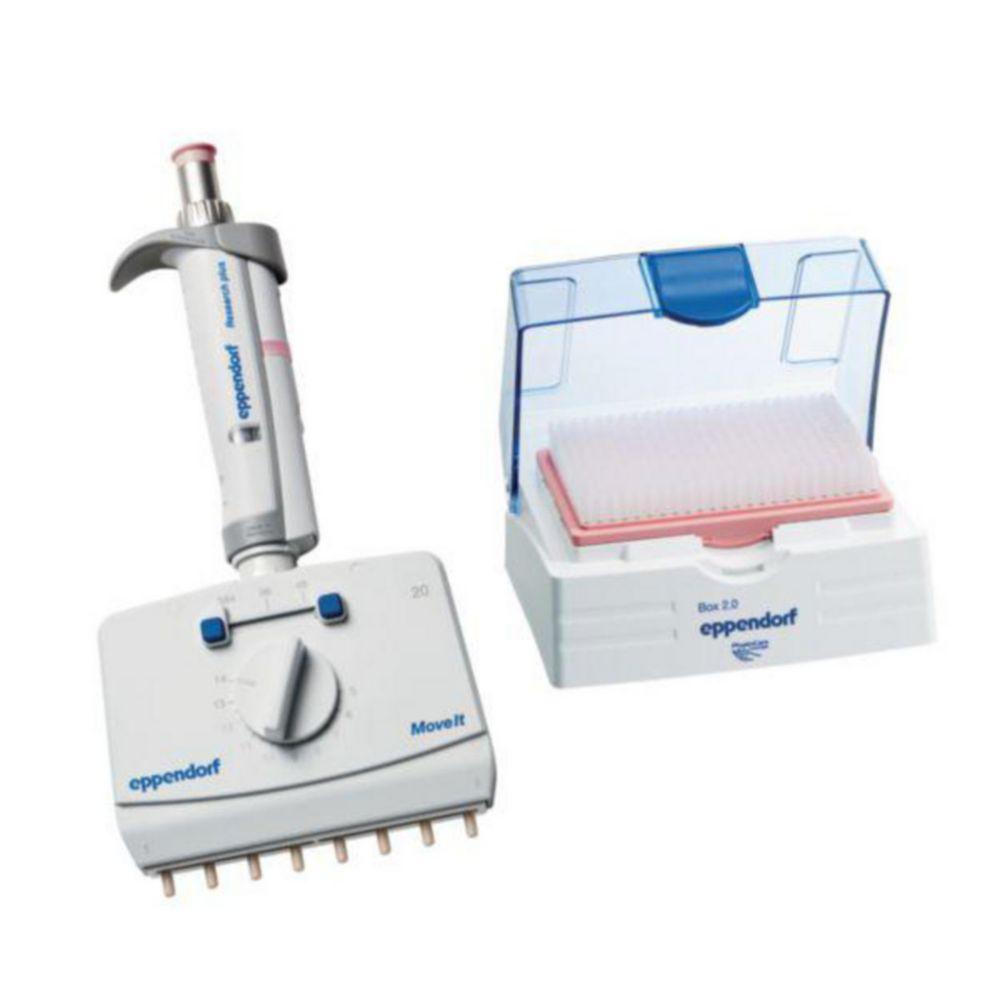 Eppendorf Research plus Move It, 8-channel 1 - 20 µL, light pink, adjustable cone spacing

