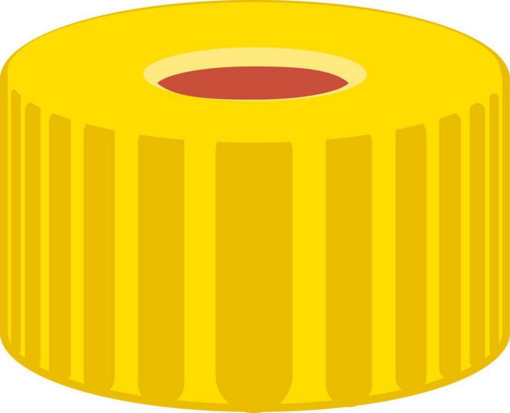 Macherey-Nagel Screw Caps N-9, PP Hole Red Rubber/FEP Transparent, 45° Shore A, Septum 1.0mm (Pack of 100)

