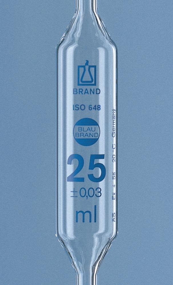BRAND Volumetric Pipette 1 mL, 1 Mark, Class AS, AR Glass CoC, Blue Graduation

