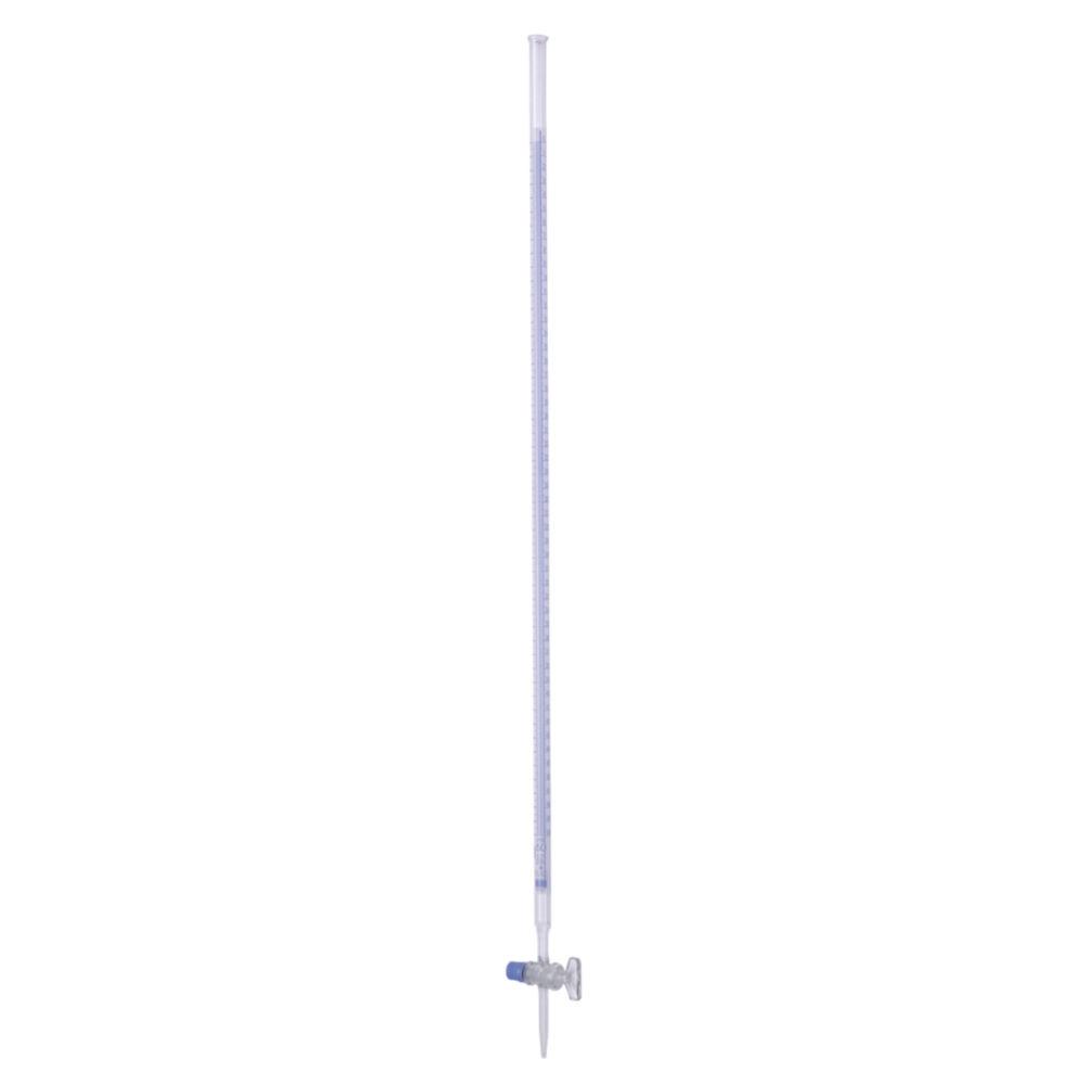 Hirschmann Burettes 50:0.1 ml, Class B, DURAN Graduation, Straight Glass Tap, Blue Graduated, Schellbach Stripes