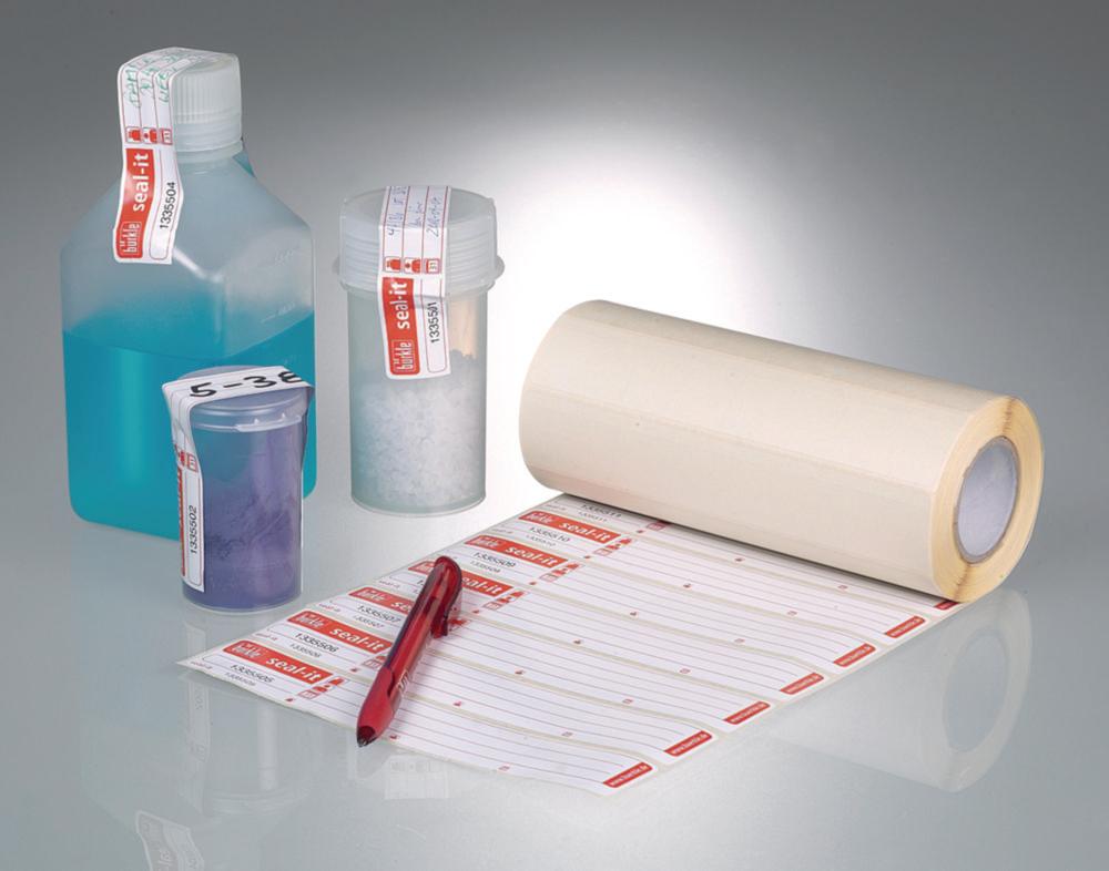 Bürkle Seal-it Labels, Red, Neutral Design, Roll of 500 with 7-Digit Serial Numbers
