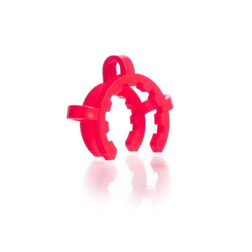 DWK DURAN Keck Clips for Conical Joints, POM Red for NS 29, Pack of 10