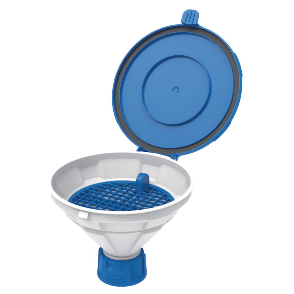 SCAT Funnel with Lid "MARCO", V2.0, GL45, PE-HD with Removable Sieve, Ø 140 mm