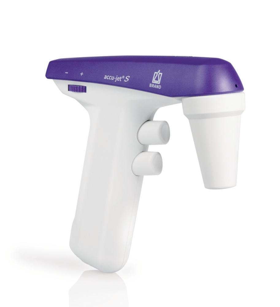BRAND Pipette Controller accu-jet S for 0.1 - 200 ml Pipette, Amethyst, with Universal Power Supply Unit 100-240 V 50/60 Hz, Wall Bracket and 2x M. Filter