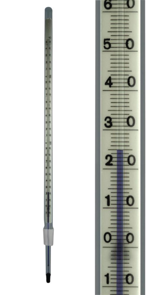 Amarell Thermometer (-10 to +150°C, 1°C Divisions, 100 mm Built-in Length, Red Filled, Ground Glass Joint NS 14.5/23)