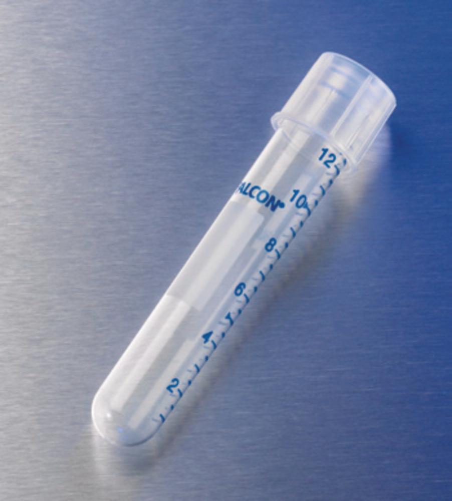 Corning Falcon Round-Bottom Tubes w. Screw Cap, 14 ml, PP 100x17 mm, Sterile, Pack of 500

