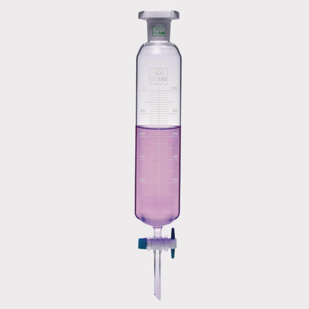 ISOLAB Separating Funnel 250 mL Cylindrical Stopcock DIN 12566 Graduated Borosilicate Glass 3.3