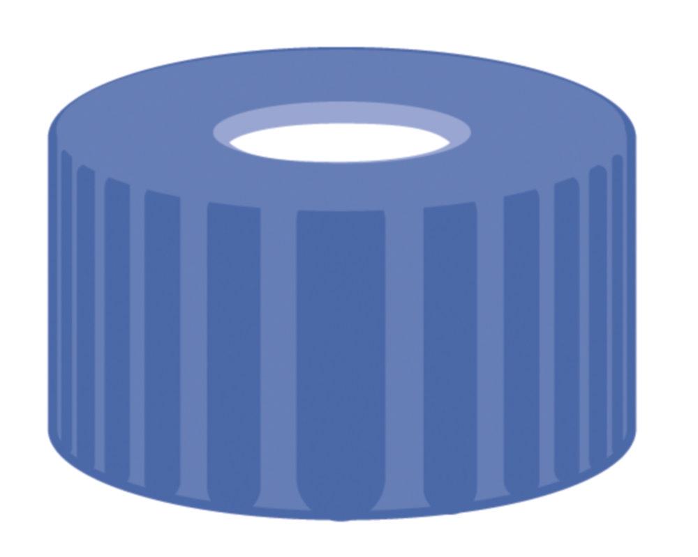 Macherey-Nagel Screw Caps N-9 Blue PP with Centre Hole 5.5mm Sealing Discs Silicone Rubber/PTFE White/Red (Pack of 100)

