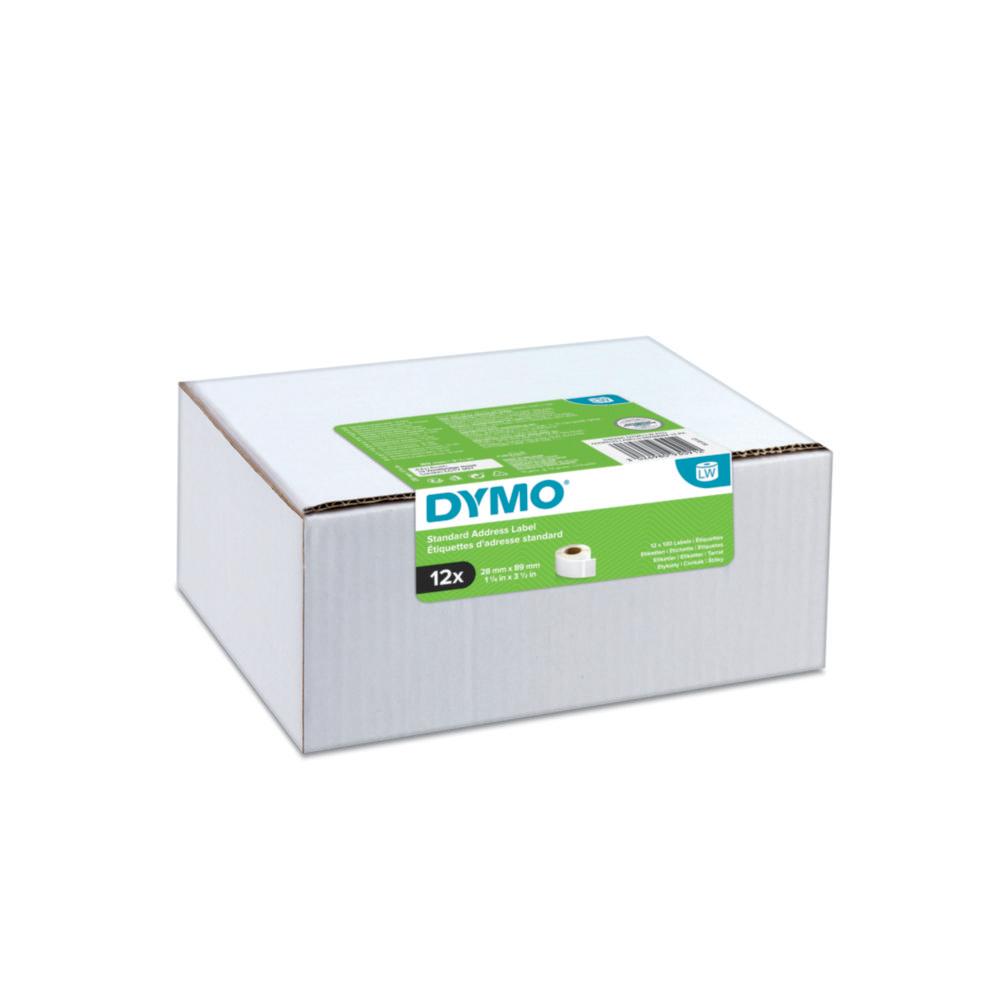 Dymo Original Label for LabelWriter (Big Pack, White, Permanent, 28mm x 89mm), 12x130 Labels

