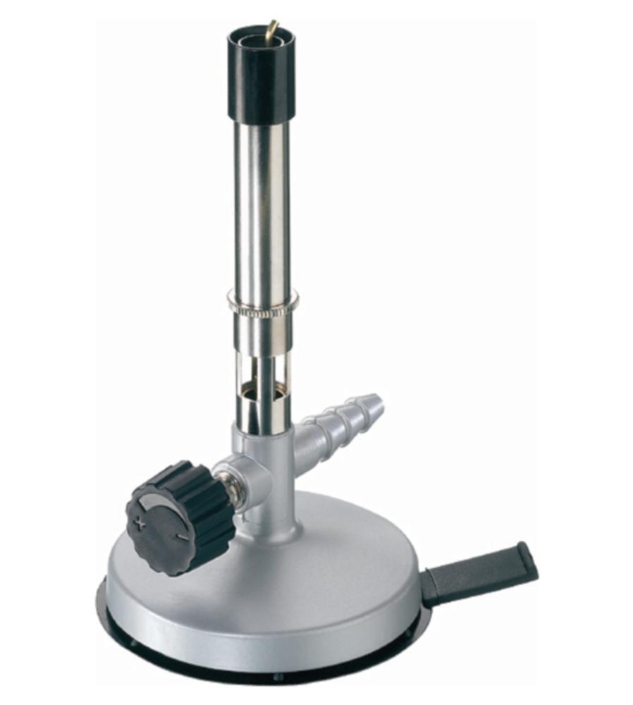 Carl Friedrich Bunsen Burner with Air Regulation, Needle Valve, and Pilot Flame for Natural Gas