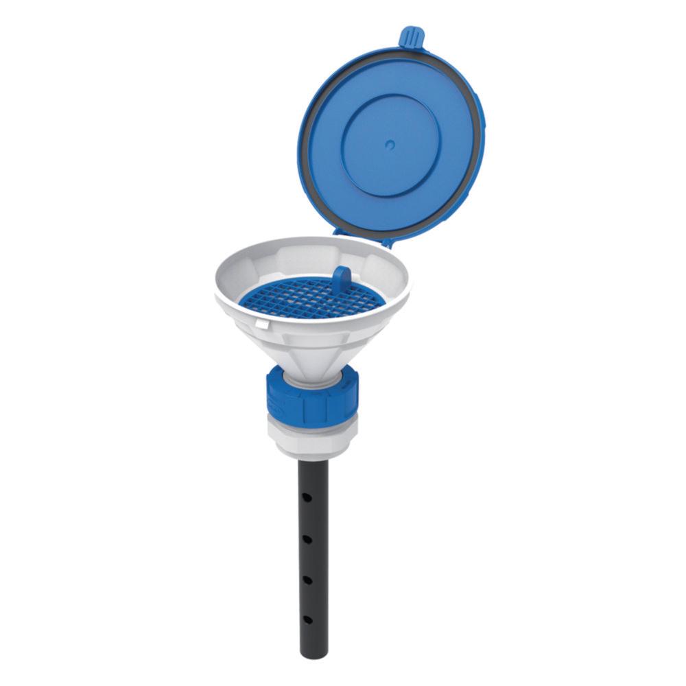 SCAT Funnel with lid "MARCO", V2.0, S51, PE-HD, with lance (220 mm) and removable sieve

