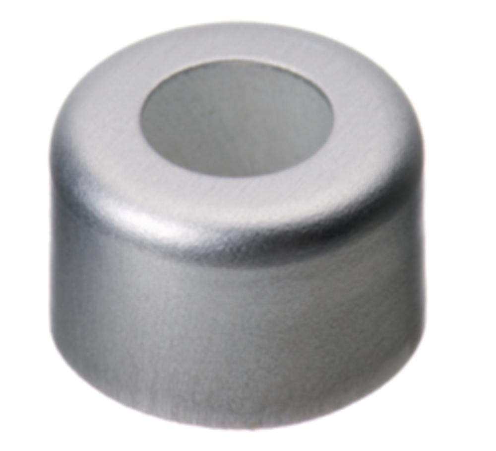 LLG Aluminium Crimp Cap N 8, Silver, Center Hole, Pack of 100