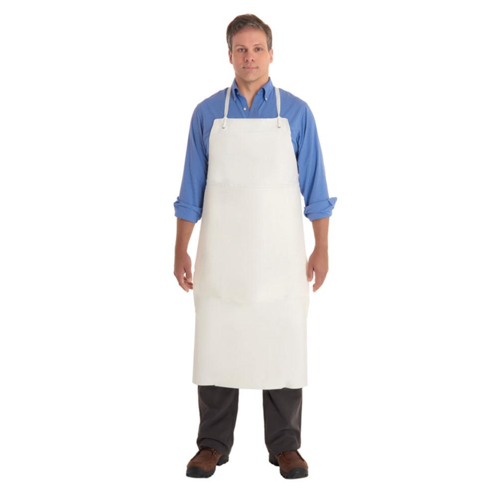 Ansell PVC Apron, 84x112 cm, White Straps, Nylon Eyelets, 0.508 mm Thickness

