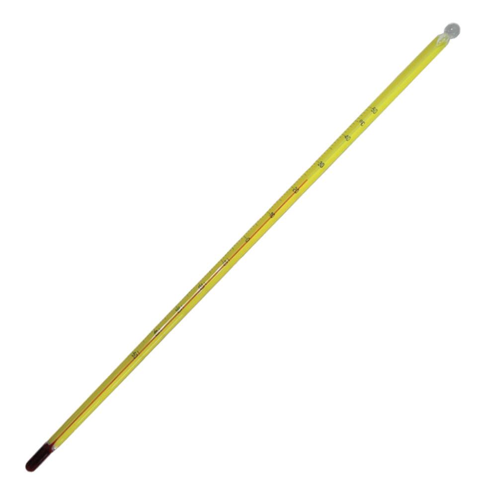 LLG Precision Laboratory Thermometer -10°C +150:1°C, Stemform, Capillary, Yellow-Backed, Red Filling, L350 mm, Suitable for Calibration