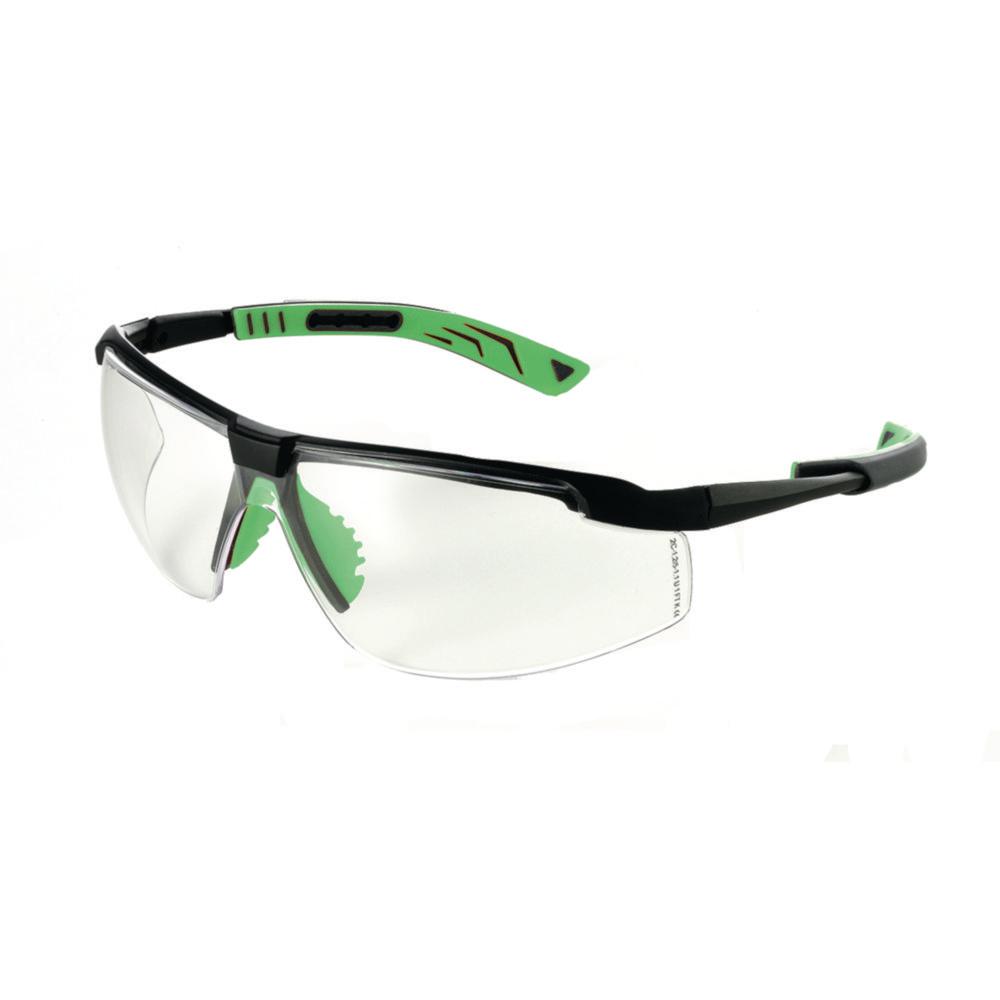 LLG Protection Glasses Comfort, Black/Green Frame, Clear Lenses
