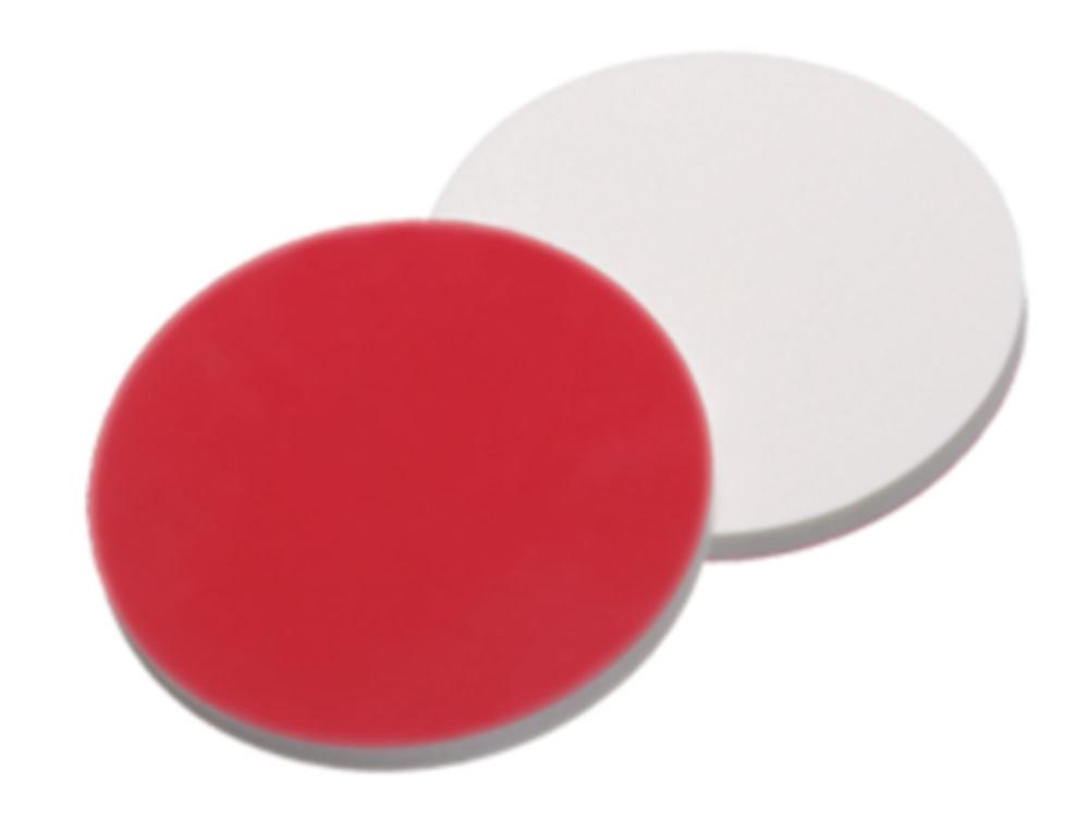 LLG Silicone White/PTFE Red Septa, Hardness 40° Shore A, Thickness 1.0 mm, Pack of 100