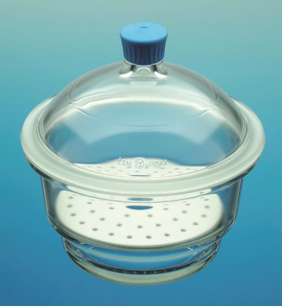 Bohemia Desiccator Ø 250 mm with Plastic Knob Lid and Porcelain Plate, Boro 3.3
